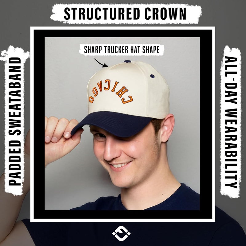 Funky Junque Upside Down City Trucker Hat for Men and Women – Unisex 3D Embroidered Gameday Baseball Cap, Retro Snapback Hats - Image 5